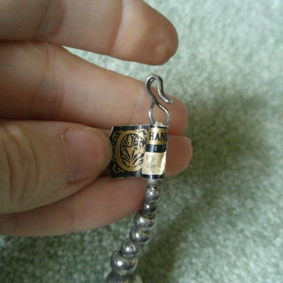 Vintage Silver Black 19 strand Handmade in India SEED BEAD NECKLACE w/ EARRINGS - Picture 8 of 9